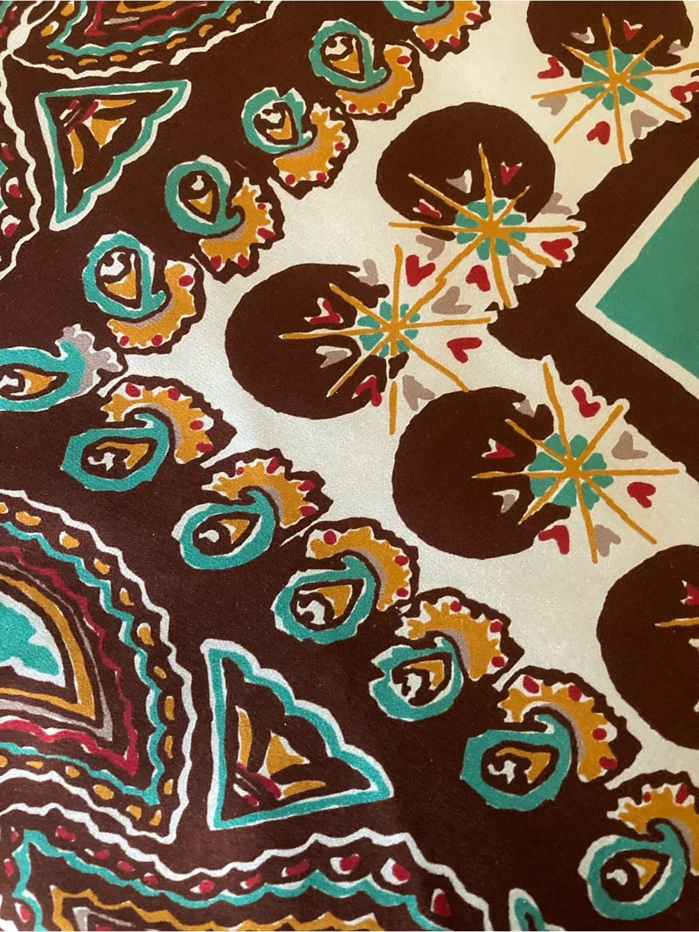 Double D Ranch Teal and Brown Paisley Silk Scarf